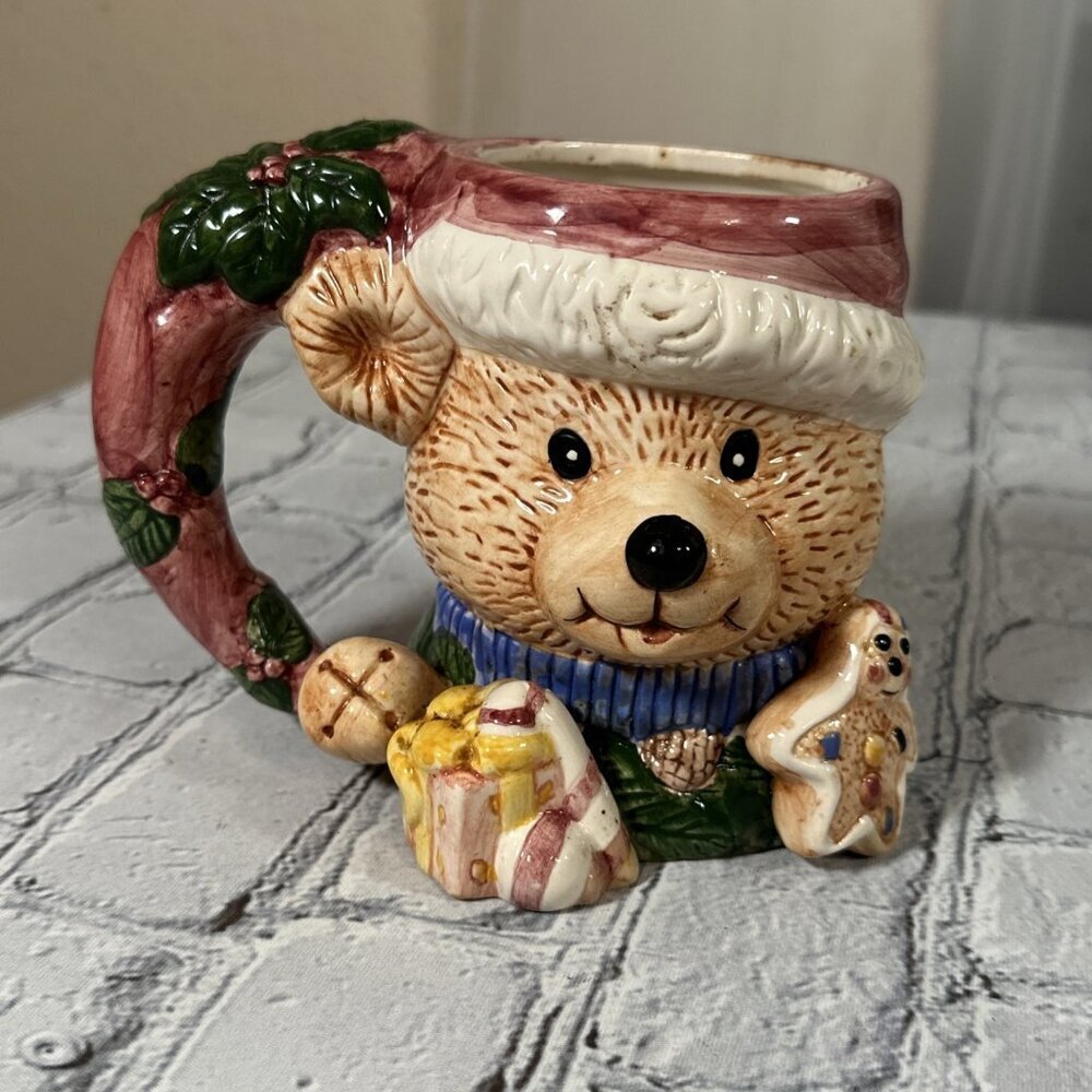 Christmas Holiday Teddy Bear Gingerbread Cookie Coffee Cocoa Mug Cup - Picture 1 of 8